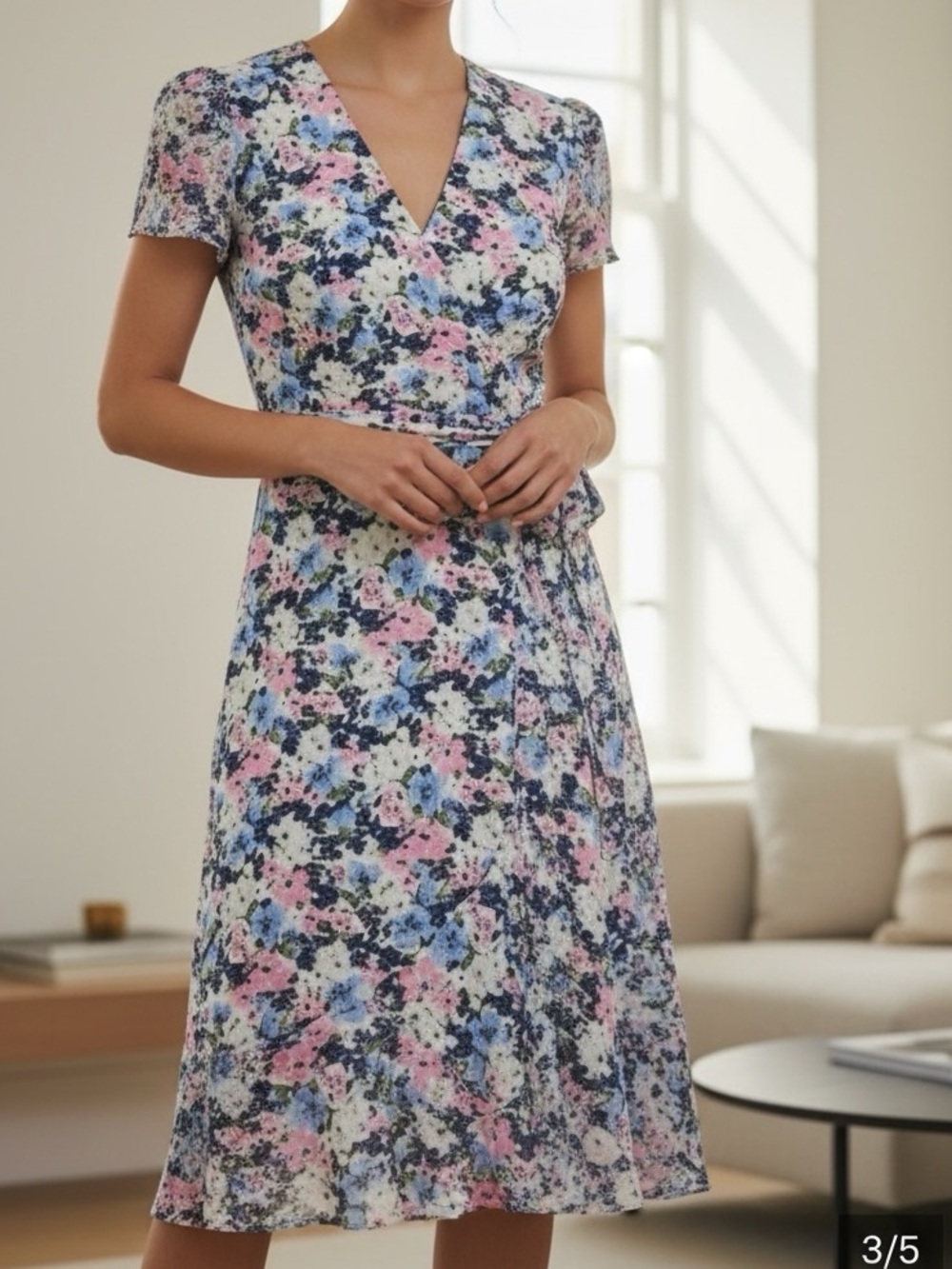 👛PRETTY GARDEN Floral Asymmetrical MIdi/Maxi Lined V-Neck Dress,